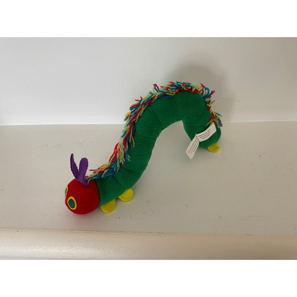 Eric Carle Very Hungry Caterpillar Plush Green Yarn Hair 8" Vintage Toy